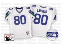 Men NFL Seattle Seahawks #80 Steve Largent Throwback Road White Mitchell and Ness Jersey