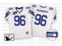 Men NFL Seattle Seahawks #96 Cortez Kennedy Throwback Road Hall of Fame 2012 White Mitchell and Ness Jersey