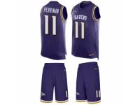 Men Nike Baltimore Ravens #11 Breshad Perriman Purple Tank Top Suit NFL Jersey