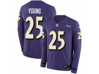 Men Nike Baltimore Ravens #25 Tavon Young Limited Purple Therma Long Sleeve NFL Jersey