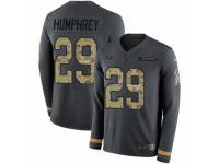 Men Nike Baltimore Ravens #29 Marlon Humphrey Limited Black Salute to Service Therma Long Sleeve NFL Jersey