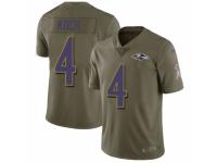 Men Nike Baltimore Ravens #4 Sam Koch Limited Olive 2017 Salute to Service NFL Jersey