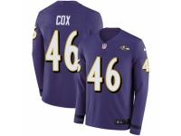 Men Nike Baltimore Ravens #46 Morgan Cox Limited Purple Therma Long Sleeve NFL Jersey