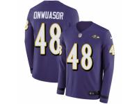 Men Nike Baltimore Ravens #48 Patrick Onwuasor Limited Purple Therma Long Sleeve NFL Jersey