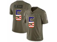 Men Nike Baltimore Ravens #5 Joe Flacco Limited Olive/USA Flag Salute to Service NFL Jersey