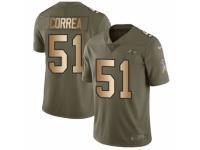 Men Nike Baltimore Ravens #51 Kamalei Correa Limited Olive/Gold Salute to Service NFL Jersey