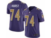 Men Nike Baltimore Ravens #74 James Hurst Limited Purple Rush Vapor Untouchable NFL Jersey