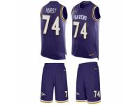Men Nike Baltimore Ravens #74 James Hurst Limited Purple Tank Top Suit NFL Jersey