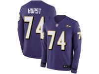 Men Nike Baltimore Ravens #74 James Hurst Limited Purple Therma Long Sleeve NFL Jersey