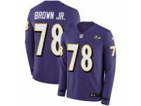 Men Nike Baltimore Ravens #78 Orlando Brown Jr. Limited Purple Therma Long Sleeve NFL Jersey
