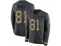 Men Nike Baltimore Ravens #81 Hayden Hurst Limited Black Salute to Service Therma Long Sleeve NFL Jersey