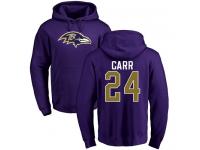 Men Nike Brandon Carr Purple Name & Number Logo - NFL Baltimore Ravens #24 Pullover Hoodie