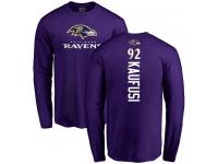 Men Nike Bronson Kaufusi Purple Backer - NFL Baltimore Ravens #92 Long Sleeve T-Shirt