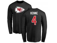 Men Nike Chad Henne Black Name & Number Logo - NFL Kansas City Chiefs #4 Long Sleeve T-Shirt