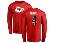 Men Nike Chad Henne Red Name & Number Logo - NFL Kansas City Chiefs #4 Long Sleeve T-Shirt