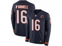 Men Nike Chicago Bears #16 Pat ODonnell Limited Navy Blue Therma Long Sleeve NFL Jersey