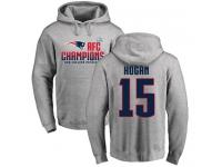 Men Nike Chris Hogan Heather Gray 2017 AFC Champions - NFL New England Patriots #15 Pullover Hoodie