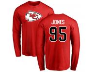 Men Nike Chris Jones Red Name & Number Logo - NFL Kansas City Chiefs #95 Long Sleeve T-Shirt