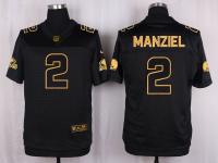 Men Nike Cleveland Browns #2 Johnny Manziel Pro Line Black Gold Collection Jersey