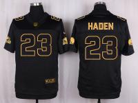 Men Nike Cleveland Browns #23 Joe Haden Pro Line Black Gold Collection Jersey