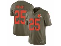 Men Nike Cleveland Browns #25 Calvin Pryor Limited Olive 2017 Salute to Service NFL Jersey