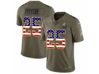 Men Nike Cleveland Browns #25 Calvin Pryor Limited Olive/USA Flag 2017 Salute to Service NFL Jersey