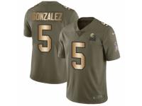Men Nike Cleveland Browns #5 Zane Gonzalez Limited Olive/Gold 2017 Salute to Service NFL Jersey