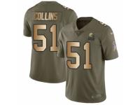 Men Nike Cleveland Browns #51 Jamie Collins Limited Olive/Gold 2017 Salute to Service NFL Jersey