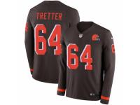 Men Nike Cleveland Browns #64 JC Tretter Limited Brown Therma Long Sleeve NFL Jersey