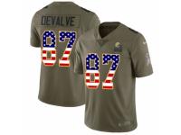 Men Nike Cleveland Browns #87 Seth DeValve Limited Olive/USA Flag 2017 Salute to Service NFL Jersey