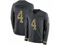 Men Nike Dallas Cowboys #4 Dak Prescott Limited Black Salute to Service Therma Long Sleeve NFL Jersey