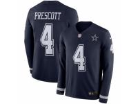 Men Nike Dallas Cowboys #4 Dak Prescott Limited Navy Blue Therma Long Sleeve NFL Jersey