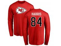 Men Nike Demetrius Harris Red Name & Number Logo - NFL Kansas City Chiefs #84 Long Sleeve T-Shirt