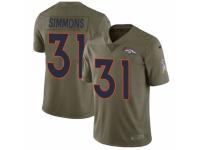 Men Nike Denver Broncos #31 Justin Simmons Limited Olive 2017 Salute to Service NFL Jersey