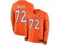 Men Nike Denver Broncos #72 Garett Bolles Limited Orange Therma Long Sleeve NFL Jersey