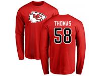 Men Nike Derrick Thomas Red Name & Number Logo - NFL Kansas City Chiefs #58 Long Sleeve T-Shirt