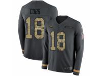 Men Nike Green Bay Packers #18 Randall Cobb Limited Black Salute to Service Therma Long Sleeve NFL Jersey