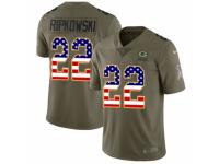 Men Nike Green Bay Packers #22 Aaron Ripkowski Limited Olive/USA Flag 2017 Salute to Service NFL Jersey