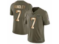 Men Nike Green Bay Packers #7 Brett Hundley Limited Olive/Gold 2017 Salute to Service NFL Jersey