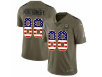 Men Nike Green Bay Packers #88 Ty Montgomery Limited Olive/USA Flag 2017 Salute to Service NFL Jersey