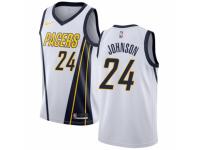 Men Nike Indiana Pacers #24 Alize Johnson White  Jersey - Earned Edition
