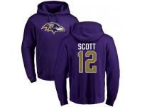 Men Nike Jaleel Scott Purple Name & Number Logo - NFL Baltimore Ravens #12 Pullover Hoodie