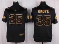 Men Nike Kansas City Chiefs #35 Christian Okoye Pro Line Black Gold Collection Jersey