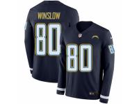 Men Nike Los Angeles Chargers #80 Kellen Winslow Limited Navy Blue Therma Long Sleeve NFL Jersey