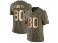 Men Nike Los Angeles Chargers #80 Kellen Winslow Limited Olive/Gold 2017 Salute to Service NFL Jersey