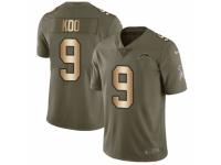 Men Nike Los Angeles Chargers #9 Younghoe Koo Limited Olive/Gold 2017 Salute to Service NFL Jersey