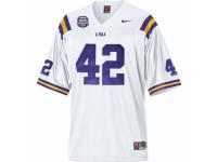 Men Nike LSU Tigers #42 Michael Ford White Authentic NCAA With 2012 BCS Championship Patch Jersey