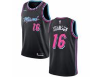 Men Nike Miami Heat #16 James Johnson Black NBA Jersey - City Edition