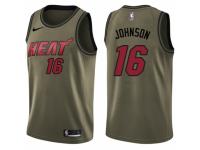 Men Nike Miami Heat #16 James Johnson Swingman Green Salute to Service NBA Jersey