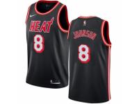 Men Nike Miami Heat #8 Tyler Johnson Swingman Black Black Fashion Hardwood Classics NBA Jersey